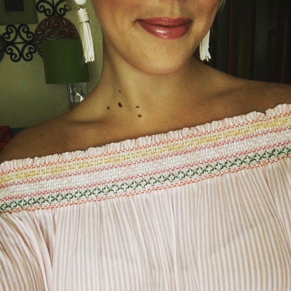 Candy Stripe Off The Shoulder top